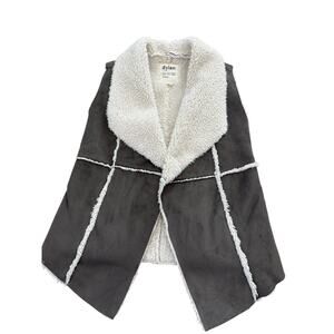 Dylan Faux Shearling Open Front Vest Women’s Brown Cream Cozy Layering Piece